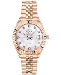 ジェビル レディース アクセサリー 腕時計 Gevril GV2 Women's Naples Rose-Tone Ion Plating Swiss Quartz Bracelet Watch 34 mm Rose Gold-Tone ゴールド