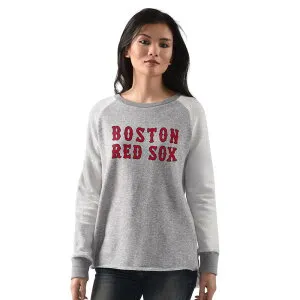 ジースリー フォーハー バイ カール バンクス レディース トップス Tシャツ スウェット Women's G-III 4Her by Carl Banks Heather Gray Boston Red Sox Gridiron Raglan Pullover Sweatshirt Rsx Grey グレー