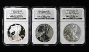 2006 W & P 3 コインセット PF、MS、Rev PF 69 20周年記念シルバードルセット