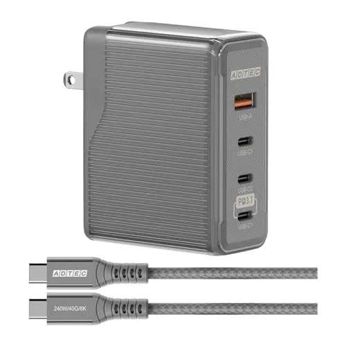 アドテック 合計150W ブラック PD3.1 単独140W 充電器 折り畳み iPhone 17 Pro スマホ iPad Android 対応 急速充電 高速充電 QC タACアダプタ 同色USB4ケーブル付属(1.0m) 4ポート(USB-Cｘ4+U