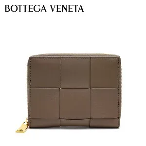【ポイント祭】ボッテガ・ヴェネタ BOTTEGA VENETA イントレチャート ラウンドファスナー二つ折り財布 小銭入れなし【トープグレー】750252 VCQC1 2560/【2023-24AW】l-wallet