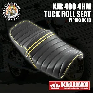 ヤマハ XJR400 前期 4HM KingRoad88 タックロールシート 合成レザー パイピングゴールド