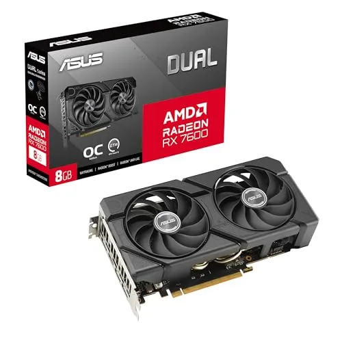 ASUS Dual Radeon? RX 7600 EVO OCエディション 8GB GDDR6 (PCIeR 4.0、8GB GDDR6、HDMIR 2.1、DisplayPort? 1.4a、2.5スロットデザイン、Axial-techファン、GPU