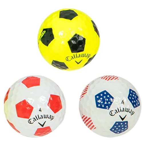 クリーングリーンゴルフボール リサイクル&キャロウェイ Truvis サッカーボールミックス用 - AAA 良好なコンディショングレードボール - ゴルフボール3個セット(メッシュキャリーバッグ付き)