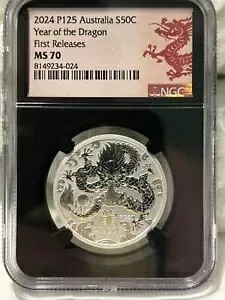 2024 P125 オーストラリア S50C ドラゴン年に初リリース MS 70 NGC