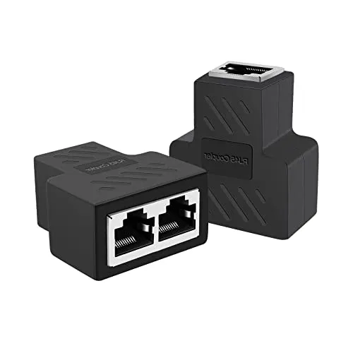 LINKMALL RJ45イーサネットスプリッターアダプター、1~2イーサネットエクステンダーコネクタ メスから2メス 8P8Cエクステンダープラグ LANカップルネットワーク Cat5 Cat5e Cat6 Cat6e Cat7用 (2パック)