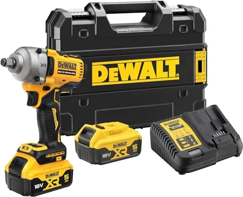 デウォルト(DEWALT) コードレス ブラシレス インパクトレンチ XR Li-Ion 電動工具 締付工具 3段階 スピード調節 ブラシレスモーター 18V 高トルク 5.0Ahバッテリー2個 充電器付き 高容量充電池 DCF891P2T