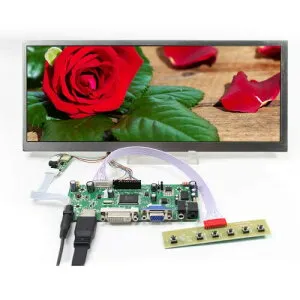 VSDISPLAY 12.3インチ液晶パネル 高輝 解像度1920x720 LVDS 50pin LCDコントローラ基板キット (HD VGA DVI 基板+12.31920x720液晶)
