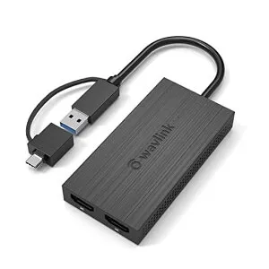WAVLINKUSB3.0A/type-C-デュアルHDMIアダプター2K出力ミニドッキングステーション/最大4K(3840x2160@30Hzディスプレイ出力/1x1440P対応出力ポート/1x1080P対応