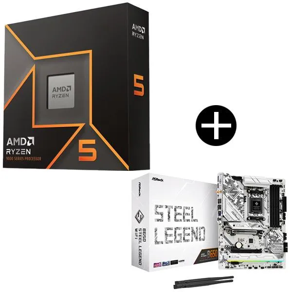 AMD Ryzen 5 9600X W/O Cooler WOF (6C/12T 3.9GHz 65W) CPU + ASRock B650 Steel Legend WiFi マザーボード セット