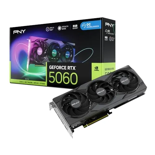 PNY NVIDIA GeForce RTX 5060 8GB ARGB オーバークロックトリプルファン グラフィックスカード (DLSS 4、PCIe 5.0、HDMI/DP 2.1、2スロット、Epic-X RGB Lighting)