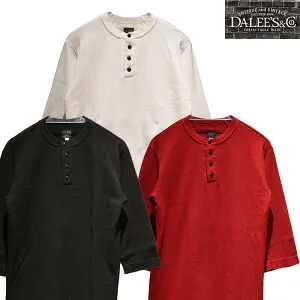 【送料無料】 DALEE'S&CO（ダリーズ） “Rail Nit.D/レイルニットD” RAIL ROAD KNIT メンズ アメカジ ヘンリーネック Tシャツ 6分袖 7分袖 特殊ピケニット 日本製