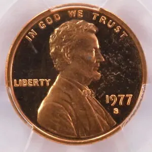 1977-S 1c プルーフ リンカーン セント クラッシュ ダイス Obv/Rev PCGS PR64 DCAM