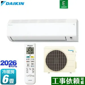 [S226ATES-W] Eシリーズ ダイキン ルームエアコン 室内機：高さ250mmコンパクトタイプ 冷房/暖房：6畳程度 単相100V・15A ホワイト 【送料無料】