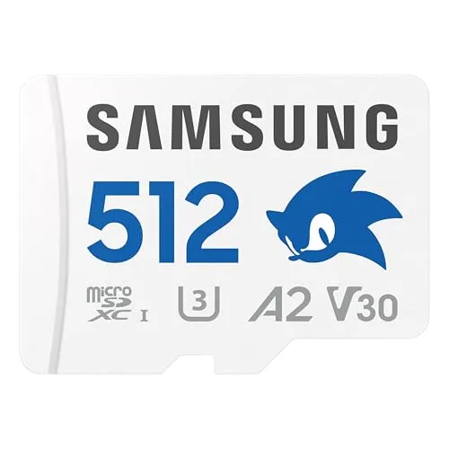 Samsung PRO Plus Sonic The Hedgehog + Adapter microSDXC 512GB メモリーカード 最大180MB/秒 UHS-I U3 C10 V30 A2 任天堂スイッチ Steam Deck タブレット And