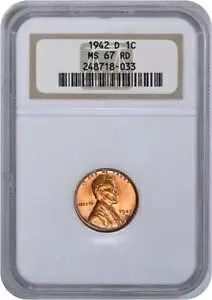 1942-D リンカーン セント MS67RD NGC