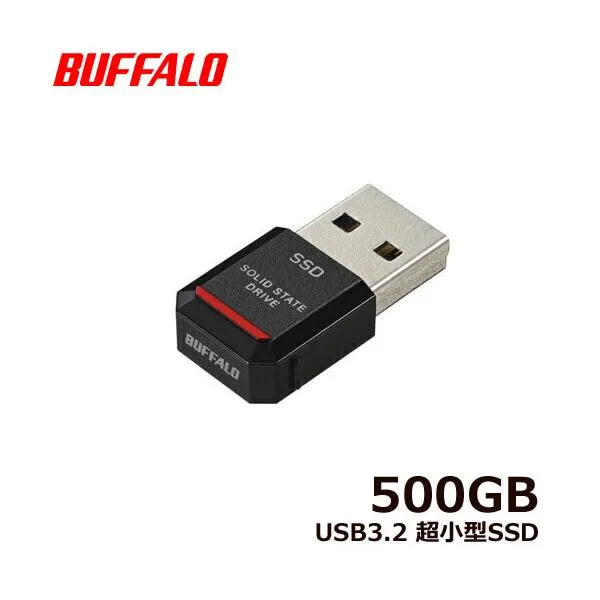 ポータブルSSD バッファロー SSD-PST500U3BA/D [USB3.2(Gen1) TV録画対応 SSD 500GB]