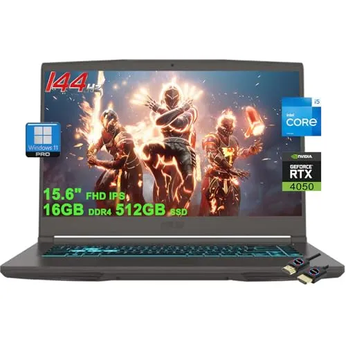 MSI Thin 15 ゲーミングノートパソコン | 15.6インチ FHD IPS 144Hz | Intel 8コア i5-13420H (>i7-11800H) | 16GB DDR4 512GB SSD | GeForce RTX 4050 | バ