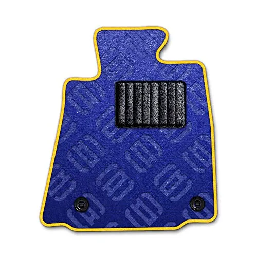 DAD ギャルソン D.A.D エグゼクティブ フロアマット SUZUKI (スズキ) WAGON-R ワゴンR 型式: MC22S 1台分 GARSON モノグラムデザインブルー/オーバーロック(ふちどり)カラー : イエロー/刺繍 : 無し/ヒールパッ