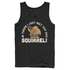 ディズニー ピクサー レディース トップス Tシャツ Disney / Pixar's Up Dug Men's Just Met and SQUIRREL! Tank Top Black ブラック