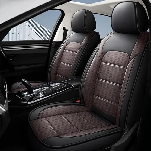 車シートカバー シートクッション と互換性のあるトヨタ 新型 プリウス60系 ZVW60 MXWH60 5席 全天候型 360°フルラップ 前後セット カーシートカバー 防水 防汚 耐磨耗 通気性 車内保護 取付簡単 滑り止め 収納便利(黒と茶色,枕なし)