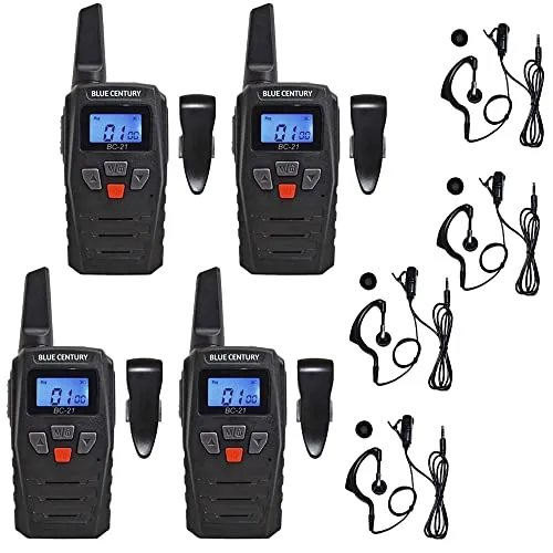 BLUE CENTURY ブルーセンチュリー 国内メーカー 特定小電力 トランシーバー BC-21 耳掛けイヤホンマイク ベルトクリップ 付属 インカム 総務省技術基準適合商品 技適マーク有 (4台セット)