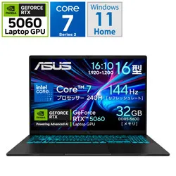 ASUS(エイスース) V3607VM-C7321R5060W ゲーミングノートパソコン Gaming V16 V3607VM(RTX 5060) ブラック ［16.0型 /Windows11 Home /intel Core 7 /メモリ：32GB /S