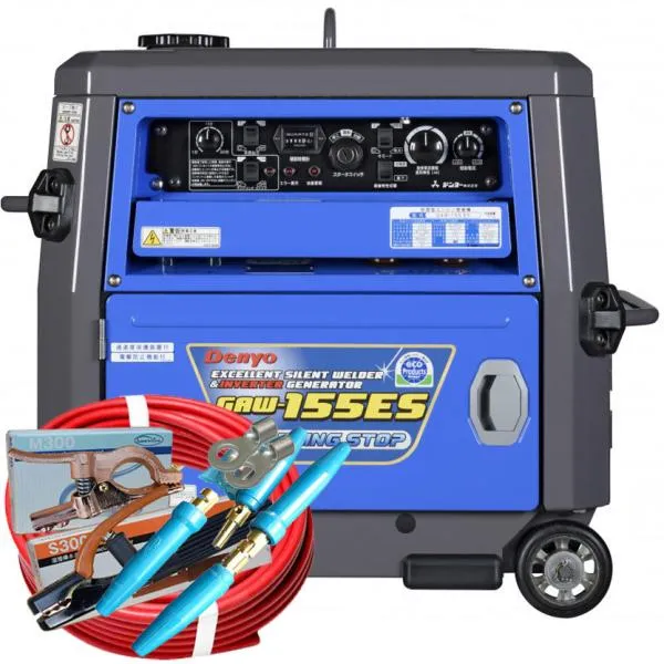 50000-049-4 (送料無料) エンジン溶接機 GAW-155ES 赤色20m付属品付き(J) 自動アイドリングストップ機能付き デンヨ－