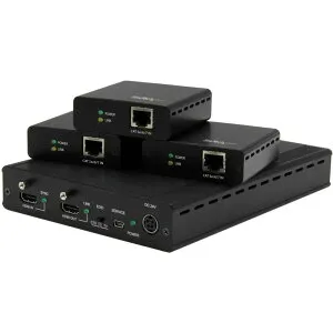 StarTech.com HDBaseT規格対応3ポートHDMIエクステンダー(延長器)セット 送信機1台 & 受信機3台 CAT5ケーブル対応 1x3 HDMIスプリッター 4K2K対応 最大35m(Ultra HD)/ 最大70m(HD 1080p) ST124HDBT
