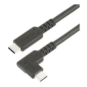 RUSB31CC50CMBR StarTech ブラック [USB-Cケーブル (L型コネクター/高耐久/50cm/USB 3.2 Gen 2(10 Gbps)/4K60Hz DP Altモード/100W USB Power Delivery/アラミド繊維補強/Type-C オス-オス/同期 PD充電)]