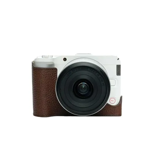 TP Original Canon EOS R50 V 専用 オープナブルタイプ ハンドメイド本革 ボディケース 互換 電池交換便利 底面開閉 ハンドメイド本革ハーフカメラケースバッグカバー (ダークブラウン)