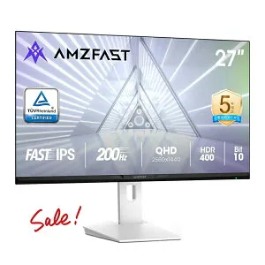 ＼お買い物マラソン限定／+2倍ポイント ☆白色 27インチ ゲーミングモニター 2K 白 WQHD(2560x1440) Fast IPS 200Hz 1ms(OD) 10Bit 130%sRGB 450cd/m2 HDR400 低ブルーライト フリッカーフリー FreeSync & G-Sync対応 PS5