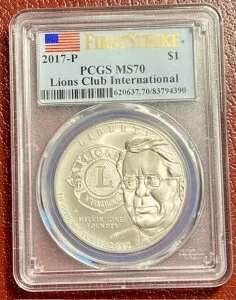 2017-P ライオンズクラブ 1ドル銀貨 記念品 PCGS MS70 FS 送料無料