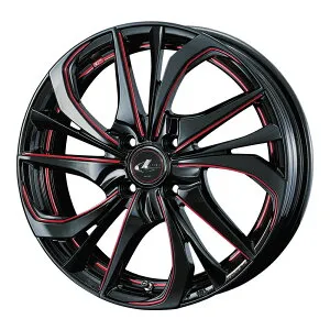 WEDS LEONIS TE アルミホイール4本セット 16X5.0J 4H PCD100 +45 (ブラック/SCマシニング(レッド BK/SC(RED)) ウェッズ レオニス