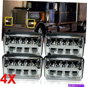 USヘッドライト 4ピース4×6インチLEDヘッドライトハイローダウンDRLランプフィット1987-2008ピータービルト357 378 378 379 4pcs 4x6inch LED Headlight High-Low DRL Lamp Fit 1987-2008 Peterbilt 357 378 379【並行輸入品