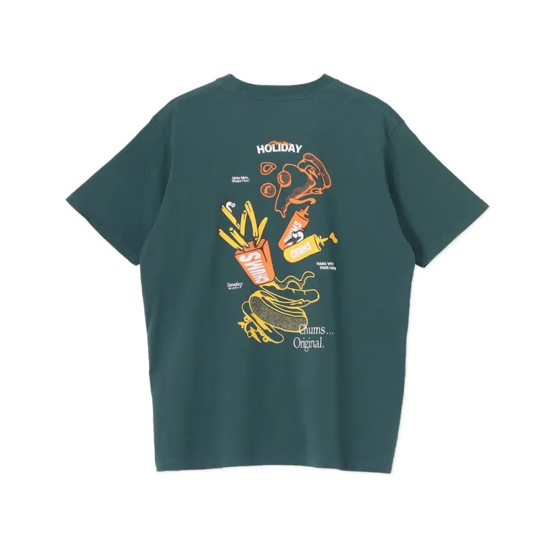 2026春夏 チャムス メンズ アウトドアカジュアル 半袖Ｔシャツ Anti-Bug Fast Food Pocket T-Shirt CH01-2715 T035 : ディープグリーン CHUMS