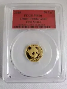 2018 中国 50 元パンダ金貨 3 グラム PCGS MS70 レッドラベル ファーストストライク