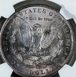 1889年 P モーガンシルバードル NGC MS61 ラベンダートーン/より良い日付 モーガン-