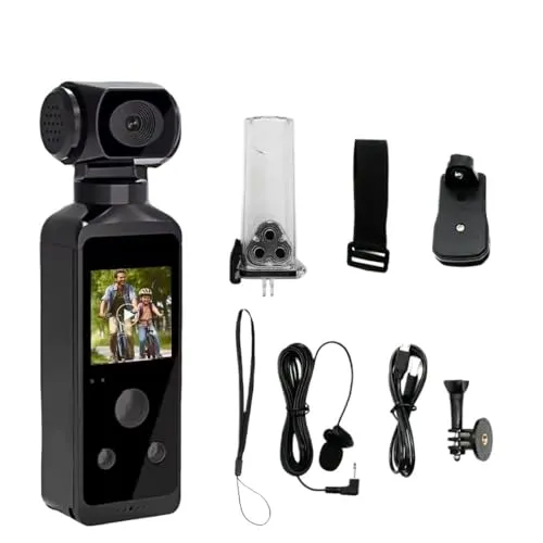 4K HD ポケットアクションカメラ 270°回転可能 手ぶれ防止 Wi-Fi スポーツカメラ 30m防水 小型ビデオカメラ 写真撮影用(With 64G Card)