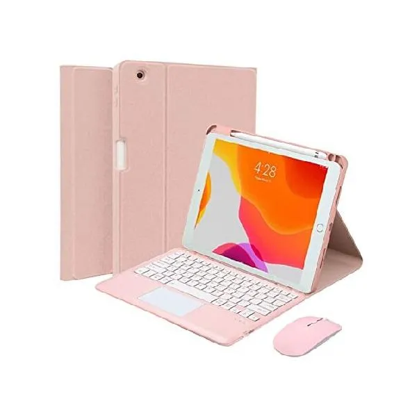 QYiiD iPad mini Touchpad Keyboard Case Compatible with iPad mini 5/4, Leather Stand Cover with Upper Pen Slot, Magnetic Detachable Wireless B_並行輸入