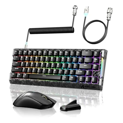 【双方8000Hz】ATTACK SHARK R68HE ラピッドトリガー 有線ゲーミングキーボード & X11Ultraワイヤレスゲーミングマウス カーボンファイバーゲーミングセット/ 65% 磁気スイッチ RT0.005mm ホットスワップ 6層消音充