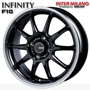 15インチ 4.5J 4H100 +45 インターミラノ インフィニティ F10 BK/RP（ブラックリムポリッシュ） アルミホイール単品 4本（1台分）送料無料 個人宅発送不可
