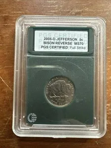 2005年 Dジェファーソン5セントバイソンリバースMS 70 PGS認定グレードフルストライク