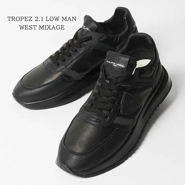 フィリップモデル PHILIPPE MODEL メンズ スニーカー TROPEZ 2.1 LOW MAN WEST MIXAGE TYLU WX14 ブラック NOIR NOIR 25aw