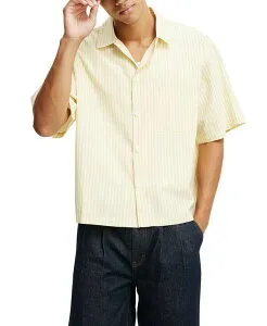 コットンオン メンズ トップス シャツ COTTON ON Men's Ventura Short Sleeve Shirt Summer yellow stripe イエロー
