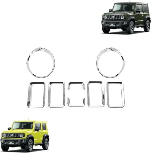 【Aobexalt】「ジムニー JB64W / ジムニーシエラ JB74W 2019年ー」 外装パーツ フロントグリルガード グリルフレーム&ヘッドランプフレーム フロントライトパネル ガーニッシュ ドレスアップ カスタム セット ABS製 スズキ対応品