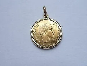 【送料無料】ネックレス ペンダントドアコインゴールドフランナポレオンpendant door coin gold stoned with 10 francs napoleon
