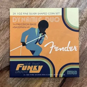 2023年 2 x 1オンス フェンダー ダイナミックデュオ - ベースギターとアンプ - シルバーコイン PAMP