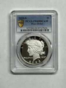2023-S プルーフ 1ドル ピースシルバードル PCGS PR69DCAM ゴールドシールド