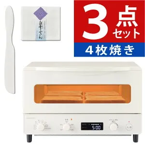 【バターナイフ・ふきん付】 コイズミ オーブントースター 4枚焼き KOS-1237/W おしゃれ シンプル トースター トースト 4枚 KOS1237（ラッピング不可）（.QL）